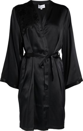 MARJOLAINE Silk Lace-Trim Robe Size S