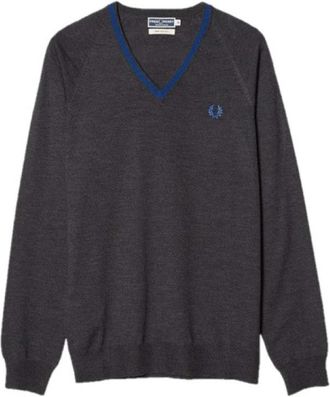Fred Perry V-hals Breiwerk - Heren - V-hals truien - Grijs - 2XS - Truien & Vesten