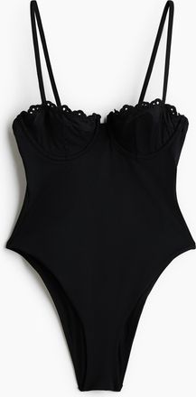 H&M Badeanzug High Leg - Schwarz