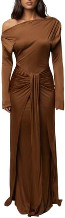 JLUXLABEL Draped Perfection Maxi Dress in Tan at Nordstrom, Size X-Small