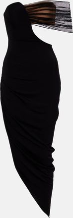 Nensi Dojaka Asymmetric tulle-trimmed cocktail dress