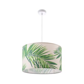Paco Home L&aacute;mpara De Techo Luminaria Suspensi&oacute;n Sal&oacute;n Dormitorio Palmeras Verde Beige E27 Verde (&oslash;38cm), L&aacute;mpara Colgante - Blanco - Paco Home