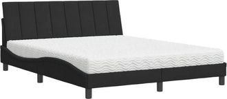 vidaXL Vidaxl - Cama Con Colch&oacute;n Terciopelo Negro 160x200 Cm