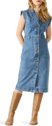 Steve Madden Julieta Denim Midi Dress in Forever Blue at Nordstrom, Size 10