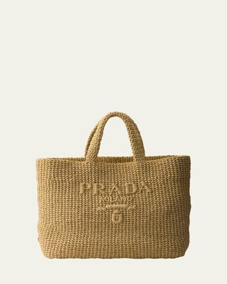 Prada Crochet Raffia Tote Bag