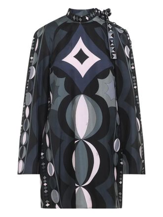 Pucci geometric-print high-neck dress - women - Silk - 44 - Black