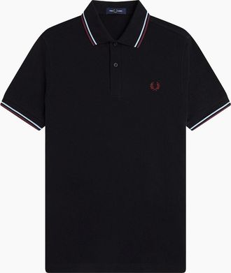 Fred Perry Mens Fred Perry Twin Tipped Polo Shirt Black/Ball Boy Blue/Oxblood - Size: 44