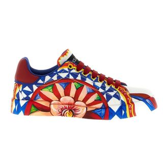 Dolce & Gabbana Schoenen, Dames, Veelkleurig, 39 EU, Katoen, Portofino Lage Sneakers