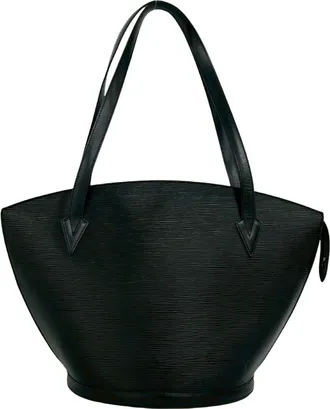 Louis Vuitton Black Leather Shoulder Bag Tote Bag (Pre-Owned)