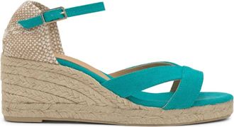 Castaner Sleehaksandalen MET 7 CM HAK - Dames - Sleehakken - Groen - 41 EU - Katoen - Schoenen