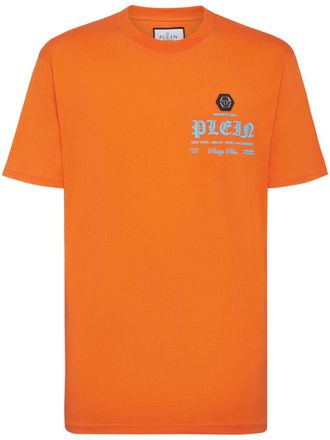 Philipp Plein logo-print cottonT-shirt - men - Cotton - S - Orange