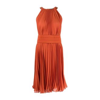 Max Mara Pliss&eacute; Mouwloze Jurk - Dames - Casual kleedjes - Rood - 2XS - Kleedjes