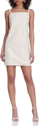 Avec Les Filles Check Sleeveless Minidress in Beige Gingham at Nordstrom, Size 14