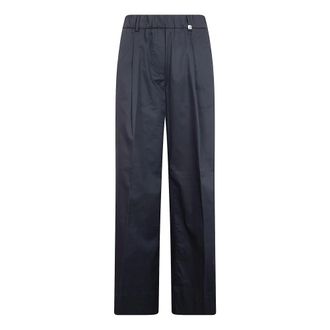 Myths Straight Trousers, female, Black, Size: S Elasticated-Waistband Pressed-Crease Trousers
