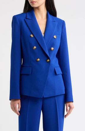 Tahari by ASL Crepe Double Breasted Blazer in Cobalt at Nordstrom, Size 12