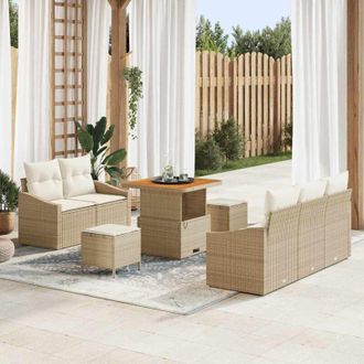 vidaXL Vidaxl - Conjunto De Sof&aacute; De Jard&iacute;n 8 Pcs Beige, Crema 80 X 80 X 71 Cm
