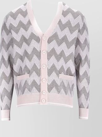 Missoni chevron v-neck sweater with ribbed accents