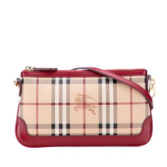 Burberry Ruitpatroon Lederen Schoudertas