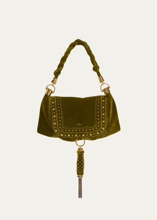 Chlo&eacute; Marcie Studded Velvety Shoulder Bag