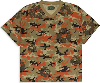 Denim Tears Brown Camo Camo Cotton Wreath Mesh Football Top