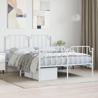 Berkfield Home Metal Bed Frame with Headboard & Footboard White 140x190 cm