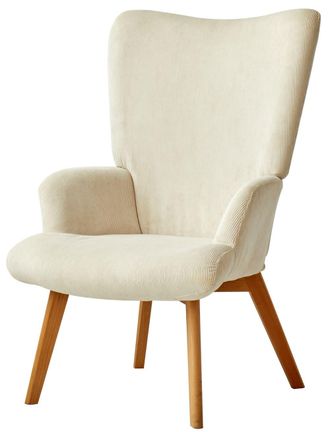 Nordlys Sill&oacute;n escandinavo en madera y pana beige