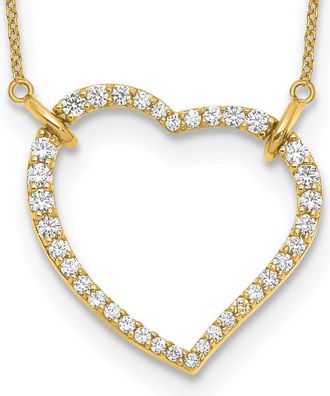 Diamond2Deal 14k Gold Round Cut 0.70 Ct Lab Grown Diamond Open Heart Pendant Necklace 18