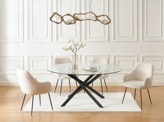 Vente-Unique Tavolo da pranzo tondo 6 coperti in Vetro temperato e Metallo Nero Trasparente - COSIMA