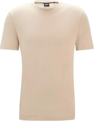 HUGO BOSS T-shirt met ronde hals van katoen - Heren - T-shirts - Beige - 3XL - Katoen - Tops