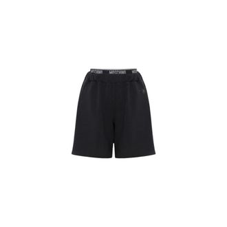 Moschino Garment-geverfde katoenen fleece shorts - Dames - Korte Broeken - Zwart - XS - Katoen - Korte Broeken