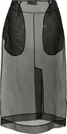 Simone Rocha sheer pencil midi skirt - women - Silk - 6 - Black