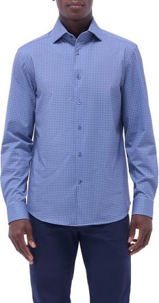 Bugatchi Devon OoohCotton Geo Print Button-Up Shirt in Cobalt at Nordstrom, Size Xxx-Large