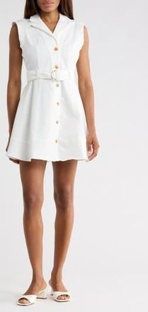 Derek Lam Lya Sleeveless Belted Denim Minidress in White at Nordstrom Rack, Size 00