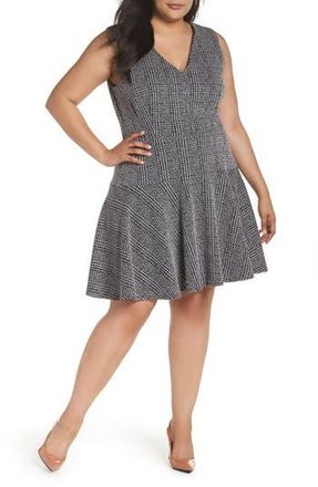 Eliza J Drop Waist Sleeveless Dress in Navy/Ivory at Nordstrom Rack, Size 22W