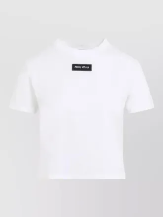 Miu Miu logo patch cotton jersey crew t shirt