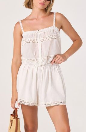 ASTR the Label Abrielle Embroidered Detail Cotton Top in Off White at Nordstrom, Size X-Small