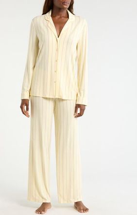 Nordstrom Moonlight Eco Knit Pajamas in Yellow Jane Stripe at Nordstrom, Size X-Large