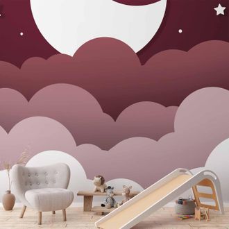 OEM Sogno Di Luna - Nuvole In Un Cielo Bordeaux Con Stelle Per Bambini