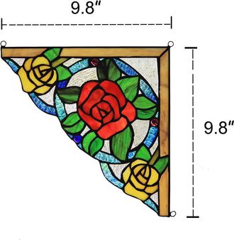 Chloe Lighting ROSELIA Floral Tiffany-glass Window Panel 10 Wide