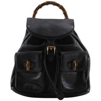 Gucci Bamboo Black Leather Backpack (Pre-Owned)