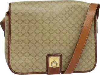 Celine Vintage Macadam Canvas Beige Canvas Backpack Bag (Pre-Owned)