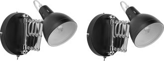 Beliani Beliani - Conjunto De 2 L&aacute;mparas De Pared De Metal Negro Brazo Ajustable Harrington
