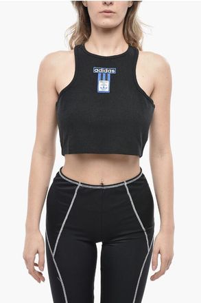 adidas Cropped Ribbed Tank Top size L