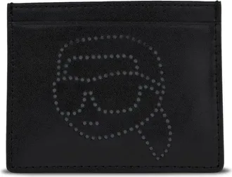 Karl Lagerfeld Ikon perforated card holder - women - Calf Leather - One Size - Black