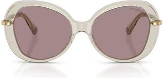 Swarovski 55mm Butterfly Sunglasses in Transparent Beige /Violet at Nordstrom