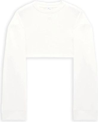 Courr&egrave;ges Witte Cocoon Fleece Cropped Sweater - Dames - Longsleeves - Wit - M - Katoen - Tops