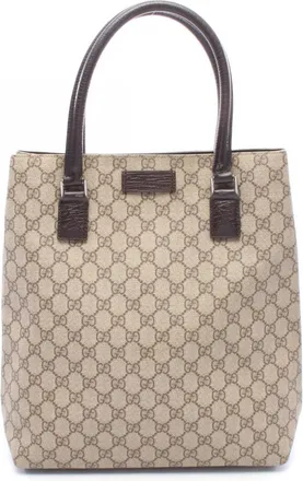 Gucci Beige Brown Pvc Leather Handbag Tote Bag (Pre-Owned)