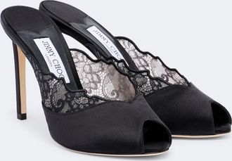 Jimmy Choo London Mules Brigitte de sat&eacute;n con encaje