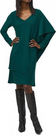 Joseph Ribkoff Womens Draped Overlay V-Neck Shift Dress In Absolute Green