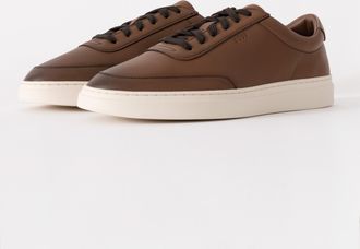 Boss Orange by Hugo Boss Unisex Casual Tennis Trainers in Brown - Tan Leather - Size UK 10